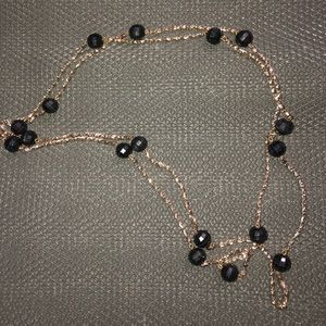 long beaded gold necklace